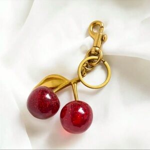Sparkling Cherry Charm Keychain With Clip For Bags Bag Charm Large 🍒